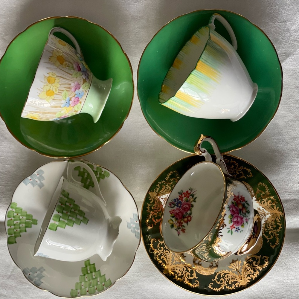 Elegant Floral and Geometric Teacup Collection